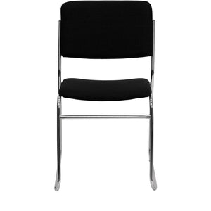 English Elm HERCULES 500 lb. Capacity Heavy-Duty Stacking Chair with Rugged Sled Base for Versatile Comfort Black Fabric/Chrome Frame XU-8700-CHR-B-30-GG