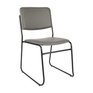 English Elm HERCULES 500 lb. Capacity Durable High-Density Stacking Chair for Versatile Commercial Use Gray Vinyl/Black Frame XU-8700-GRY-B-VYL-30-GG