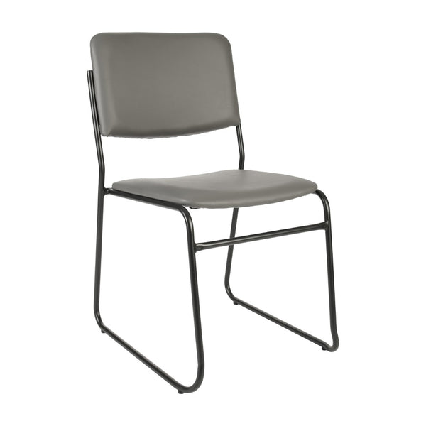 English Elm HERCULES 500 lb. Capacity Durable High-Density Stacking Chair for Versatile Commercial Use Gray Vinyl/Black Frame XU-8700-GRY-B-VYL-30-GG