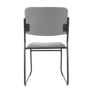 English Elm HERCULES 500 lb. Capacity Durable High-Density Stacking Chair for Versatile Commercial Use Gray Vinyl/Black Frame XU-8700-GRY-B-VYL-30-GG