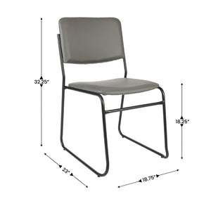English Elm HERCULES 500 lb. Capacity Durable High-Density Stacking Chair for Versatile Commercial Use Gray Vinyl/Black Frame XU-8700-GRY-B-VYL-30-GG