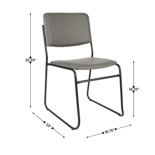English Elm HERCULES 500 lb. Capacity Durable High-Density Stacking Chair for Versatile Commercial Use Gray Vinyl/Black Frame XU-8700-GRY-B-VYL-30-GG