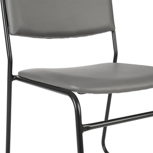English Elm HERCULES 500 lb. Capacity Durable High-Density Stacking Chair for Versatile Commercial Use Gray Vinyl/Black Frame XU-8700-GRY-B-VYL-30-GG