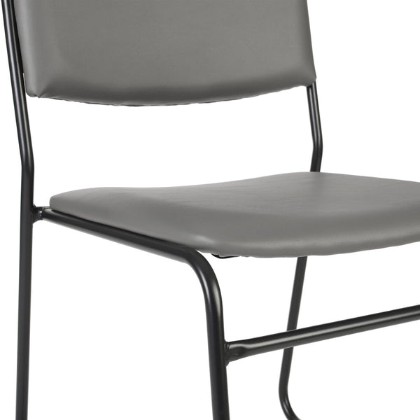 English Elm HERCULES 500 lb. Capacity Durable High-Density Stacking Chair for Versatile Commercial Use Gray Vinyl/Black Frame XU-8700-GRY-B-VYL-30-GG