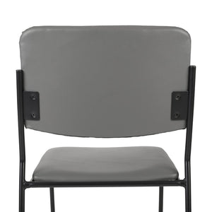 English Elm HERCULES 500 lb. Capacity Durable High-Density Stacking Chair for Versatile Commercial Use Gray Vinyl/Black Frame XU-8700-GRY-B-VYL-30-GG