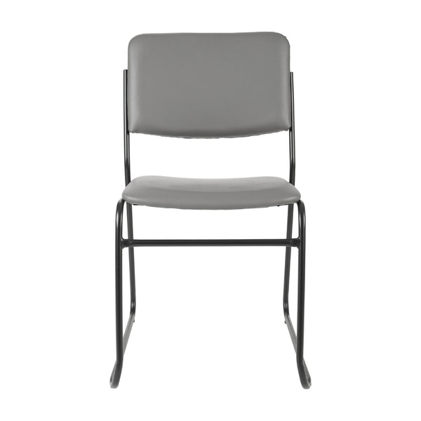 English Elm HERCULES 500 lb. Capacity Durable High-Density Stacking Chair for Versatile Commercial Use Gray Vinyl/Black Frame XU-8700-GRY-B-VYL-30-GG