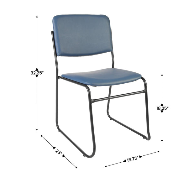 English Elm HERCULES 500 lb. Capacity Durable High-Density Stacking Chair for Versatile Commercial Use Navy Vinyl/Black Frame XU-8700-NVY-B-VYL-30-GG