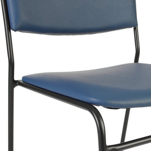 English Elm HERCULES 500 lb. Capacity Durable High-Density Stacking Chair for Versatile Commercial Use Navy Vinyl/Black Frame XU-8700-NVY-B-VYL-30-GG