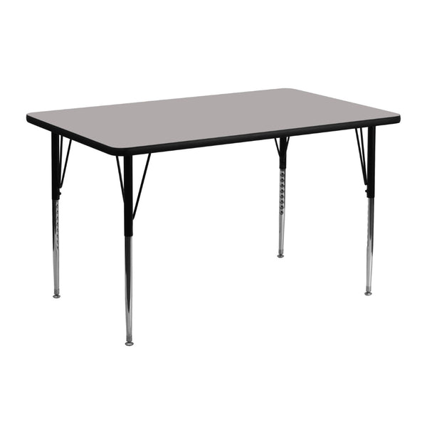 English Elm Wren Durable Activity Table with Height Adjustable Legs for Collaborative Workspaces and Crafts Gray 24"W x 48"L XU-A2448-REC-GY-H-A-GG