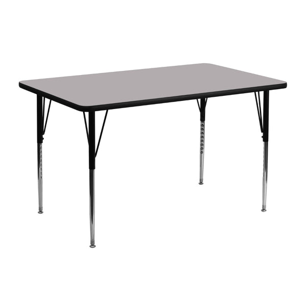 English Elm Wren Versatile Activity Table with Adjustable Height for Classrooms, Craft Rooms, and More Gray 24"W x 48"L XU-A2448-REC-GY-T-A-GG