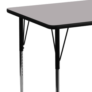 English Elm Wren Versatile Activity Table with Adjustable Height for Classrooms, Craft Rooms, and More Gray 24"W x 48"L XU-A2448-REC-GY-T-A-GG