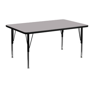 English Elm Wren Durable Height Adjustable Activity Table for Preschool Learning, Easy Maintenance & Stability Gray 24"W x 48"L XU-A2448-REC-GY-T-P-GG