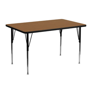 English Elm Wren Versatile Activity Table with Adjustable Height for Classrooms, Craft Rooms, and More Oak 24"W x 48"L XU-A2448-REC-OAK-T-A-GG