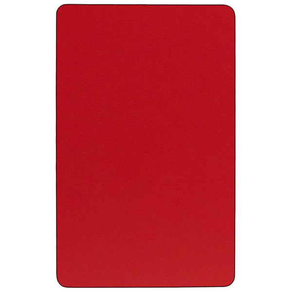 English Elm Wren Mobile Rectangular Activity Table - Durable, Height Adjustable for Kids' Group Learning Fun Red 24"W x 48"L XU-A2448-REC-RED-H-P-CAS-GG