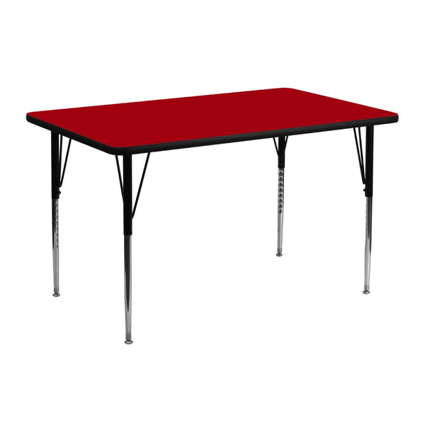 English Elm Wren Versatile Activity Table with Adjustable Height for Classrooms, Craft Rooms, and More Red 24"W x 48"L XU-A2448-REC-RED-T-A-GG