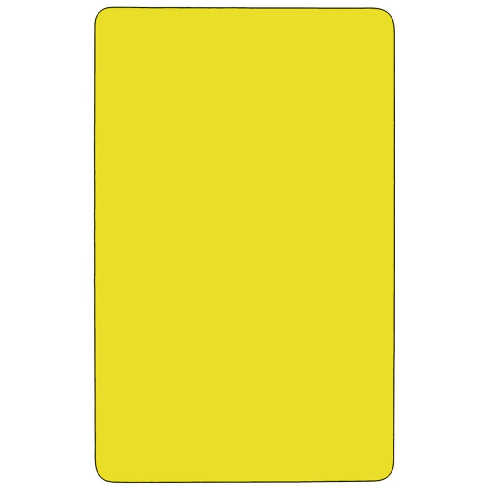 English Elm Wren Mobile Rectangular Activity Table - Durable, Adjustable, and Perfect for Collaborative Learning Spaces Yellow 24"W x 48"L XU-A2448-REC-YEL-H-A-CAS-GG