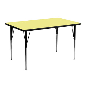English Elm Wren Versatile Activity Table with Adjustable Height for Classrooms, Craft Rooms, and More Yellow 24"W x 48"L XU-A2448-REC-YEL-T-A-GG