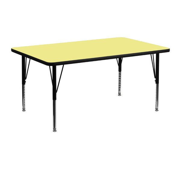 English Elm Wren Durable Height Adjustable Activity Table for Preschool Learning, Easy Maintenance & Stability Yellow 24"W x 48"L XU-A2448-REC-YEL-T-P-GG