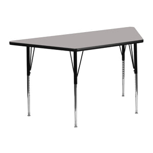 English Elm Wren Versatile Activity Table for Collaborative Learning - Durable, Height Adjustable, Sturdy Design Gray 25"W x 45"L Trapezoid XU-A2448-TRAP-GY-H-A-GG