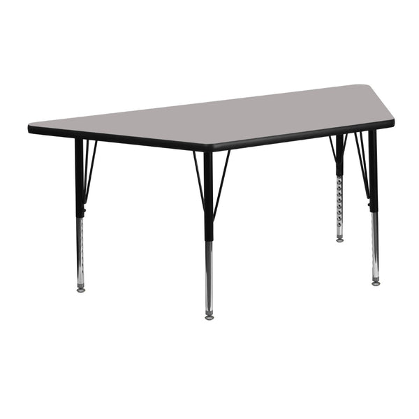 English Elm Wren Height Adjustable Activity Table for Preschool Classrooms - Perfect for Group Learning & Play Gray 25"W x 45"L Trapezoid XU-A2448-TRAP-GY-H-P-GG
