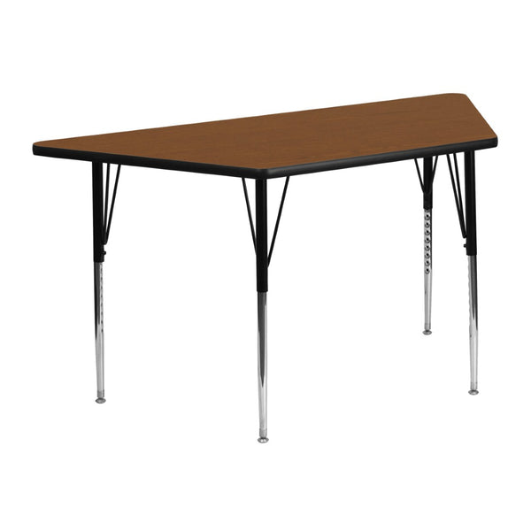 English Elm Wren Versatile Activity Table for Collaborative Learning - Durable, Height Adjustable, Sturdy Design Oak 25"W x 45"L Trapezoid XU-A2448-TRAP-OAK-H-A-GG