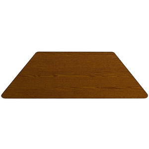 English Elm Wren Height Adjustable Activity Table for Preschool Classrooms - Perfect for Group Learning & Play Oak 25"W x 45"L Trapezoid XU-A2448-TRAP-OAK-H-P-GG