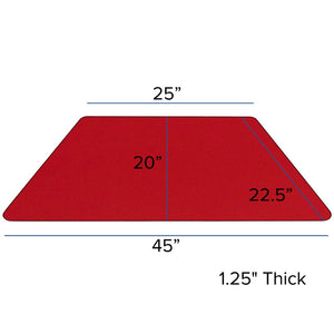 English Elm Wren Height Adjustable Activity Table for Preschool Classrooms - Perfect for Group Learning & Play Red 25"W x 45"L Trapezoid XU-A2448-TRAP-RED-H-P-GG