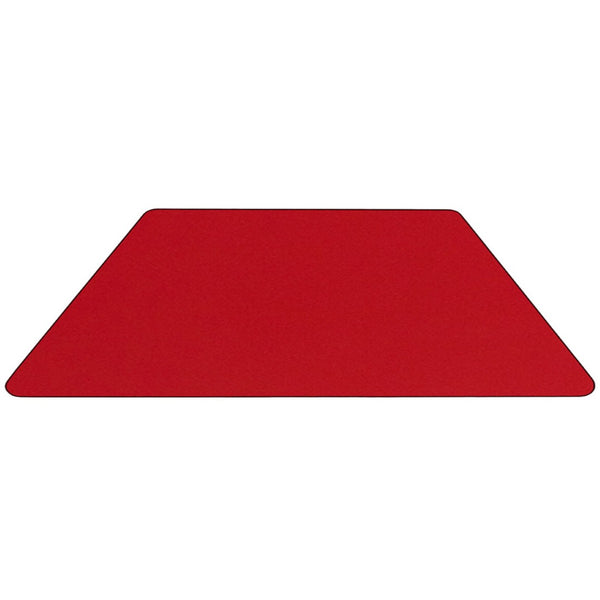 English Elm Wren Height Adjustable Activity Table for Preschool Classrooms - Perfect for Group Learning & Play Red 25"W x 45"L Trapezoid XU-A2448-TRAP-RED-H-P-GG