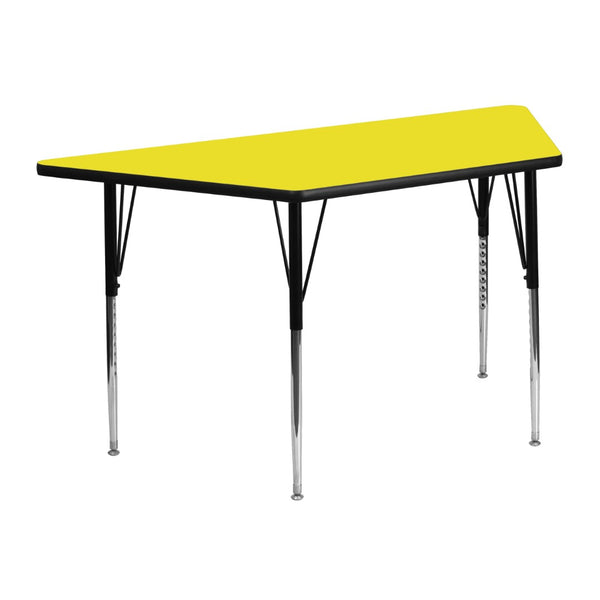 English Elm Wren Versatile Activity Table for Collaborative Learning - Durable, Height Adjustable, Sturdy Design Yellow 25"W x 45"L Trapezoid XU-A2448-TRAP-YEL-H-A-GG