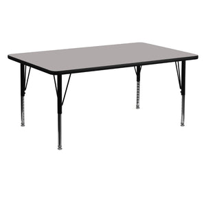English Elm Wren Height Adjustable Activity Table – Durable, Scratch-Resistant, Ideal for Collaborative Learning Spaces Gray 24"W x 60"L XU-A2460-REC-GY-H-P-GG