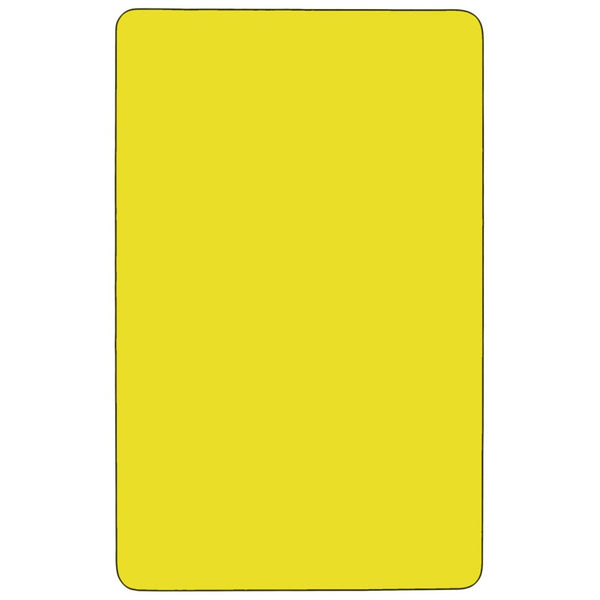 English Elm Wren Mobile Rectangular Activity Table with Height Adjustable Legs for Classrooms and Makerspaces Yellow 24"W x 60"L XU-A2460-REC-YEL-H-A-CAS-GG