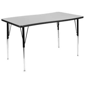 English Elm Wren Collaborative Wave Activity Table for Classrooms and Offices - Durable, Adjustable, Modern Design Grey 28"W x 47.5"L XU-A3048-CON-GY-T-A-GG