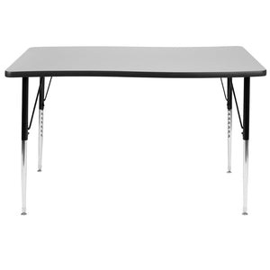 English Elm Wren Collaborative Wave Activity Table for Classrooms and Offices - Durable, Adjustable, Modern Design Grey 28"W x 47.5"L XU-A3048-CON-GY-T-A-GG