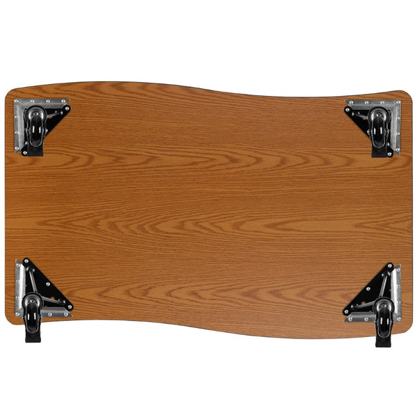 English Elm Wren Mobile Rectangle Wave Activity Table for Flexible Learning Spaces - Durable & Height Adjustable Grey 28"W x 47.5"L XU-A3048-CON-GY-T-P-CAS-GG