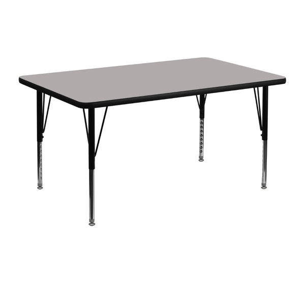 English Elm Wren Height Adjustable Activity Table for Kids – Durable, Scratch-Resistant Surface for Classrooms Gray 30"W x 48"L XU-A3048-REC-GY-H-P-GG