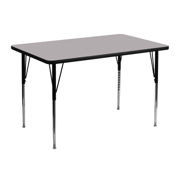English Elm Wren Versatile Rectangular Thermal Laminate Activity Table with Adjustable Height for Any Space Gray 30"W x 48"L XU-A3048-REC-GY-T-A-GG
