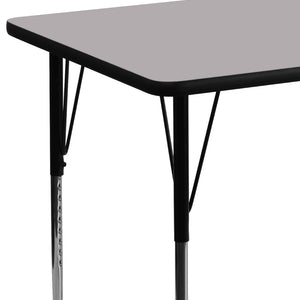 English Elm Wren Versatile Rectangular Thermal Laminate Activity Table with Adjustable Height for Any Space Gray 30"W x 48"L XU-A3048-REC-GY-T-A-GG