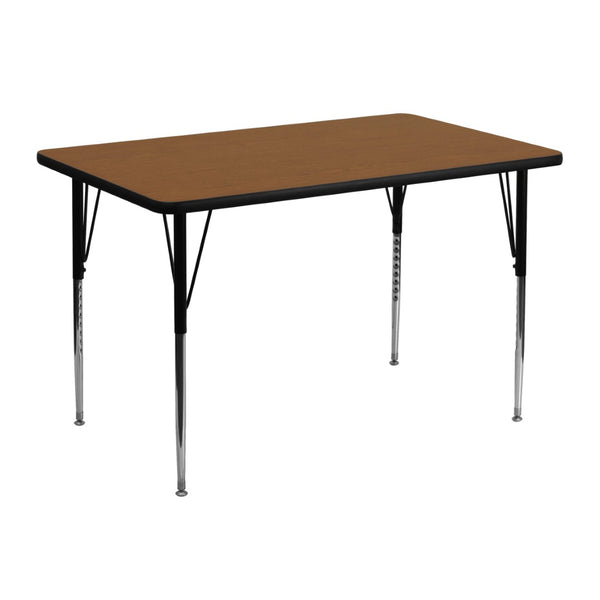 English Elm Wren Versatile Activity Table with Adjustable Height for Classrooms, Crafts, and Home Use Oak 30"W x 48"L XU-A3048-REC-OAK-H-A-GG