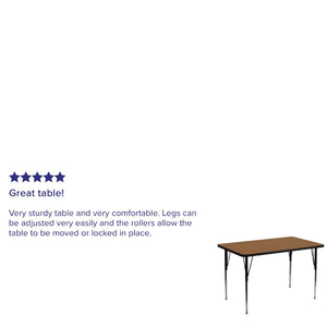 English Elm Wren Versatile Rectangular Thermal Laminate Activity Table with Adjustable Height for Any Space Oak 30"W x 48"L XU-A3048-REC-OAK-T-A-GG