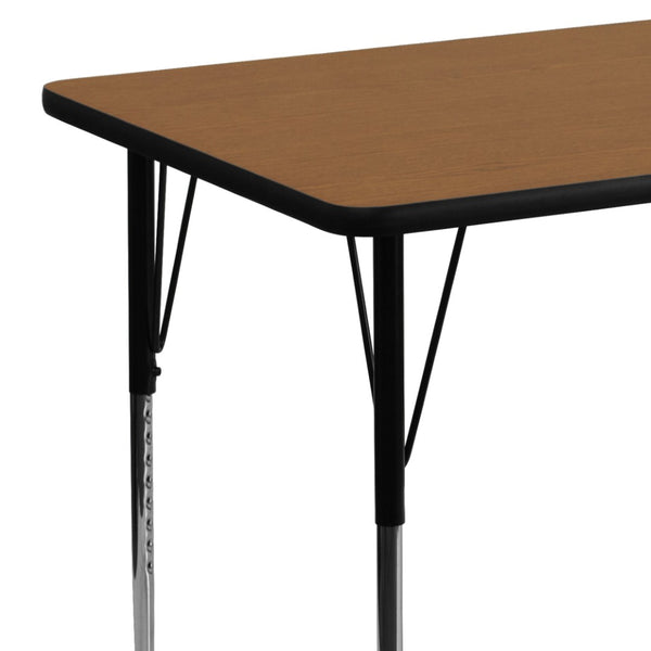 English Elm Wren Versatile Rectangular Thermal Laminate Activity Table with Adjustable Height for Any Space Oak 30"W x 48"L XU-A3048-REC-OAK-T-A-GG