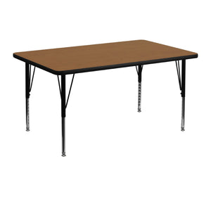 English Elm Wren Activity Table for Kids - Durable, Adjustable Height, Perfect for Classrooms and Group Learning Oak 30"W x 48"L XU-A3048-REC-OAK-T-P-GG