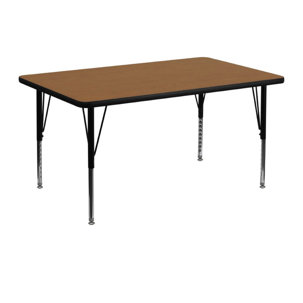 English Elm Wren Activity Table for Kids - Durable, Adjustable Height, Perfect for Classrooms and Group Learning Oak 30"W x 48"L XU-A3048-REC-OAK-T-P-GG