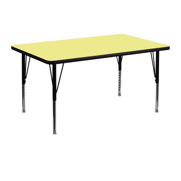 English Elm Wren Activity Table for Kids - Durable, Adjustable Height, Perfect for Classrooms and Group Learning Yellow 30"W x 48"L XU-A3048-REC-YEL-T-P-GG