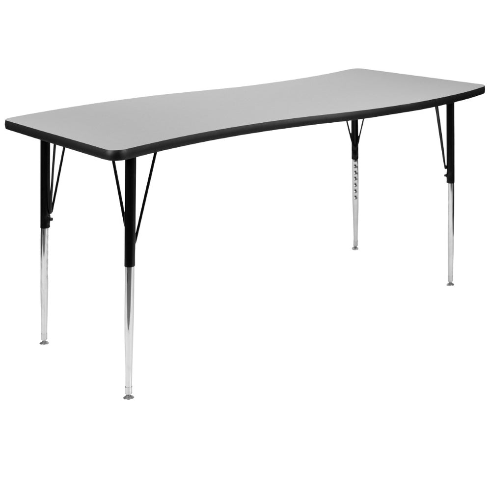 English Elm Wren Collaborative Activity Table with Adjustable Legs for Versatile Learning & Meeting Spaces Grey 26"W x 60"L XU-A3060-CON-GY-T-A-GG