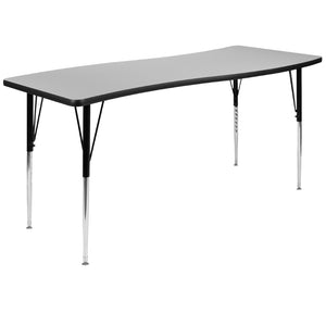 English Elm Wren Collaborative Activity Table with Adjustable Legs for Versatile Learning & Meeting Spaces Grey 26"W x 60"L XU-A3060-CON-GY-T-A-GG