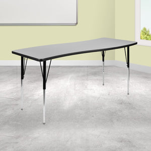 English Elm Wren Collaborative Activity Table with Adjustable Legs for Versatile Learning & Meeting Spaces Grey 26"W x 60"L XU-A3060-CON-GY-T-A-GG
