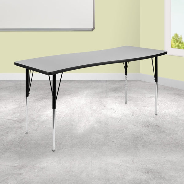 English Elm Wren Collaborative Activity Table with Adjustable Legs for Versatile Learning & Meeting Spaces Grey 26"W x 60"L XU-A3060-CON-GY-T-A-GG