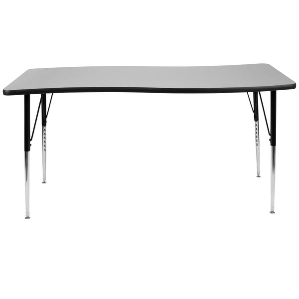 English Elm Wren Collaborative Activity Table with Adjustable Legs for Versatile Learning & Meeting Spaces Grey 26"W x 60"L XU-A3060-CON-GY-T-A-GG