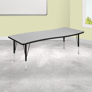 English Elm Wren Collaborative Activity Table - Height Adjustable, Durable Laminate Surface for Flexible Learning Spaces Grey 26"W x 60"L XU-A3060-CON-GY-T-P-GG