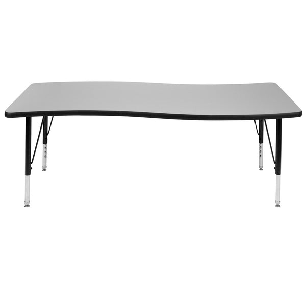 English Elm Wren Collaborative Activity Table - Height Adjustable, Durable Laminate Surface for Flexible Learning Spaces Grey 26"W x 60"L XU-A3060-CON-GY-T-P-GG